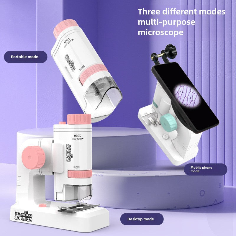 Children's Portable Handheld Optical Microscope Boys Girls Scientific Outdoor Exploration Educational Toys Gift